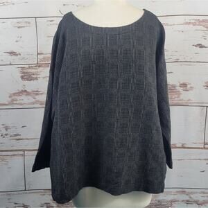 Eileen Fisher Long Sleeve textured knit top grey Size XL